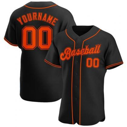 Custom Black Orange-black Authentic Baseball..