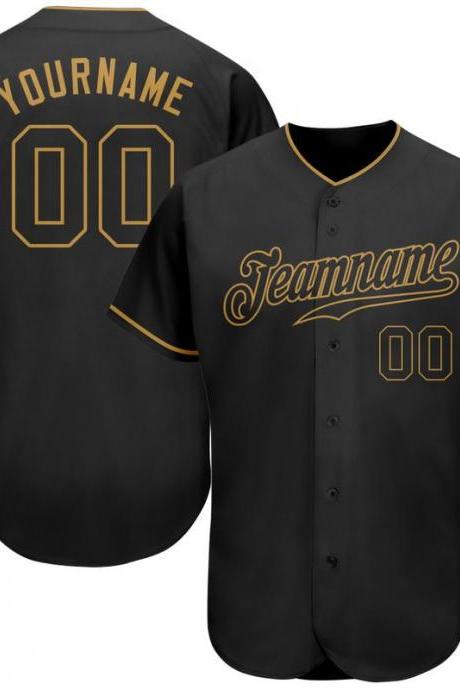 Custom Black Black-old Gold Baseball Jersey