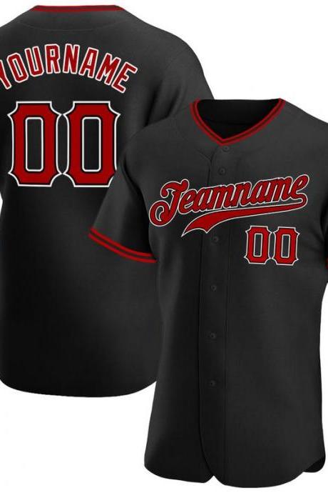 Custom Black Red-white Authentic Baseball Jersey