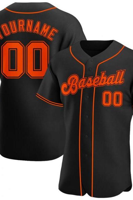 Custom Black Orange-black Authentic Baseball Jersey